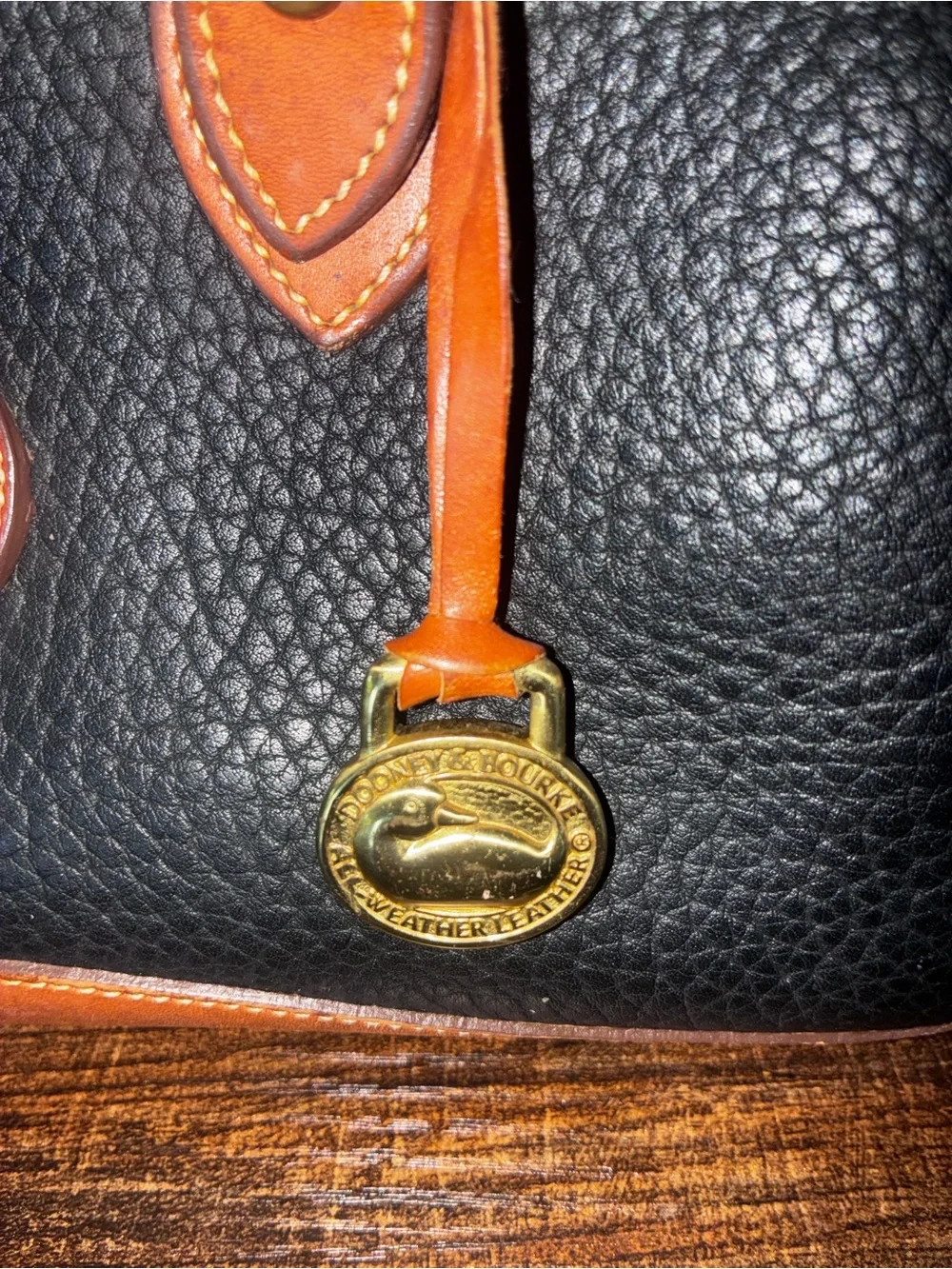 Vintage Dooney & Bourke Black and Brown Leather-Trim Satchel